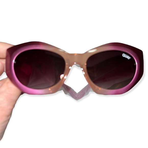 QUAY Real Me Sunglasses Pink Ombre Frame Brown Lens Geometric Shape NWT - Picture 9 of 12